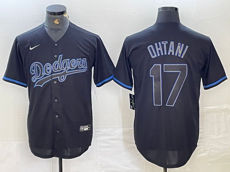 Men Los Angeles Dodgers #17 Ohtani Black Fashion Nike Game MLB Jersey style 13